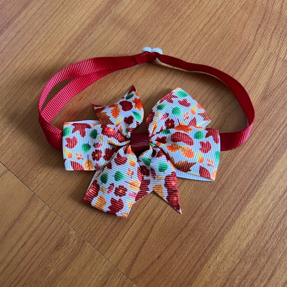 Thanksgiving fall leaves bow cat/dog collar